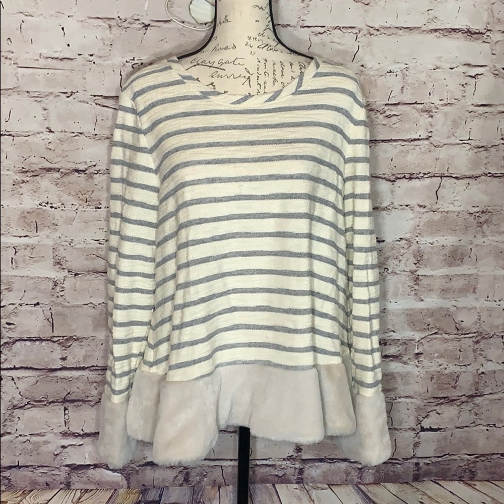 MAEVE BY ANTHROPOLOGIE FUR TRIMMED SWEATER